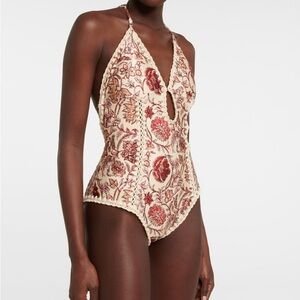Zimmermann Cream and Red Floral Swimsuit